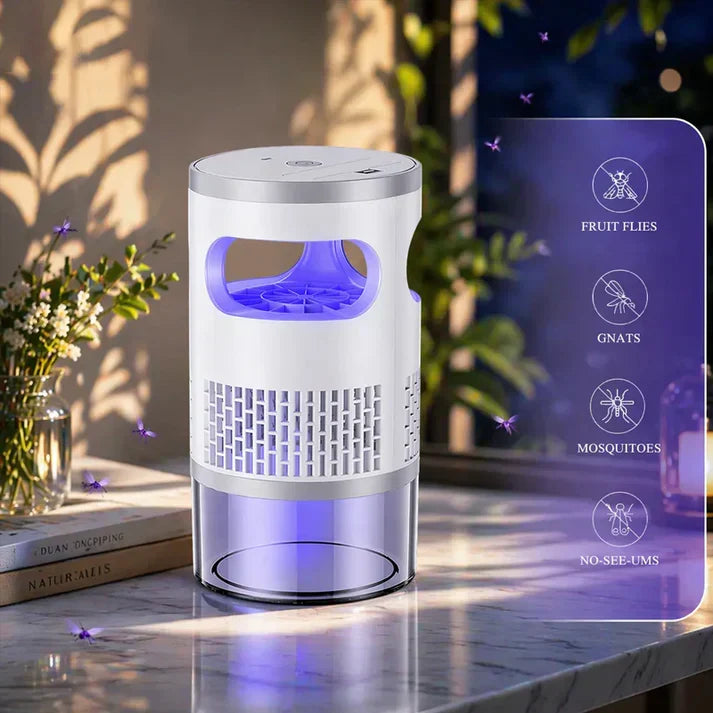 ( set of 2 ) Indoor Insect Trap with Light and Suction Non Zapper Flying Bug Catcher for Mosquitoes Fruit Flies Gnats and Moths for Home Use