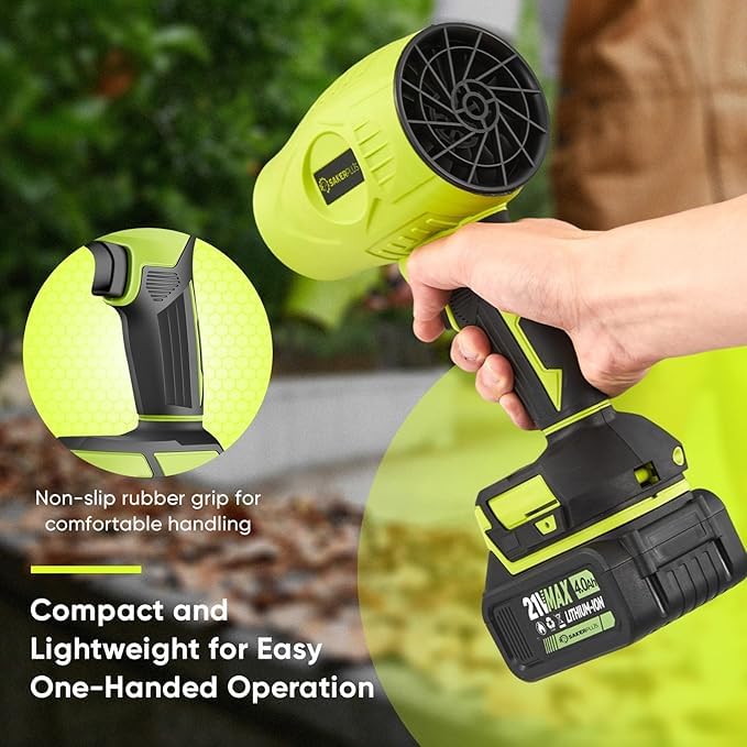 Turbo Cordless Leaf Blower: 150 MPH 600 CFM Turbo Jet, Lightweight 1.45 lb Battery Powered Handheld Blower for Yard Leaves, Driveway Sand, Car Drying with 21V 4.0Ah Battery & Ergonomic Handle