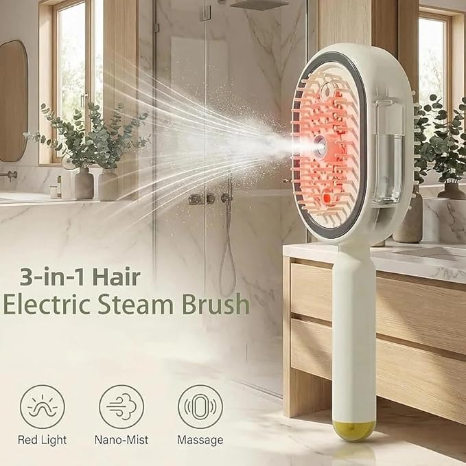 2026 New Electric Steam Brush, Electric Steam Brushs for Hair, Rechargeable Steam Hair Straightener, Detangling Steams Brush, Reduce Frizz, Nourishes Hairs, Anti-Static