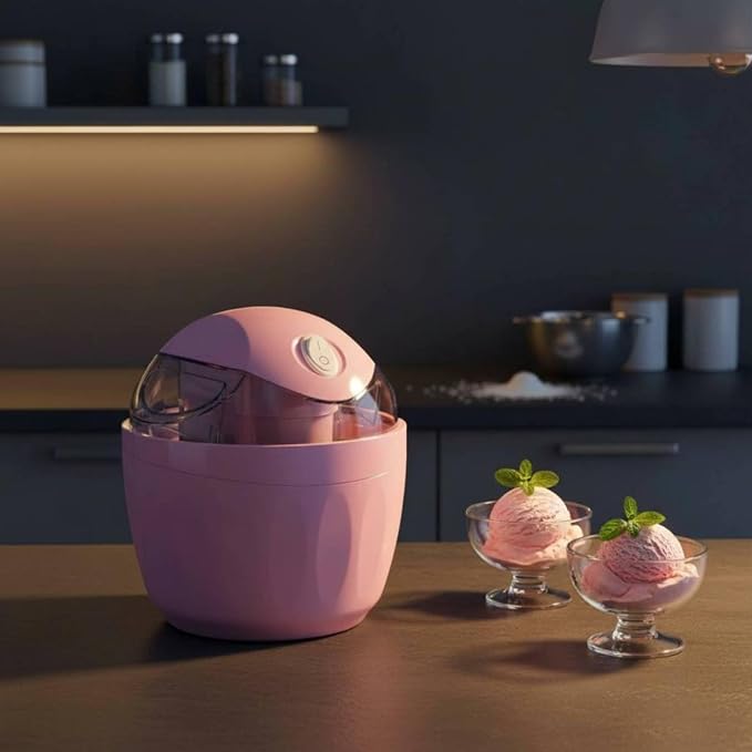 Easy to Use Home Ice Cream Machine Transparent Lid Ice Cream Machine, Lake Blue, EU Plug