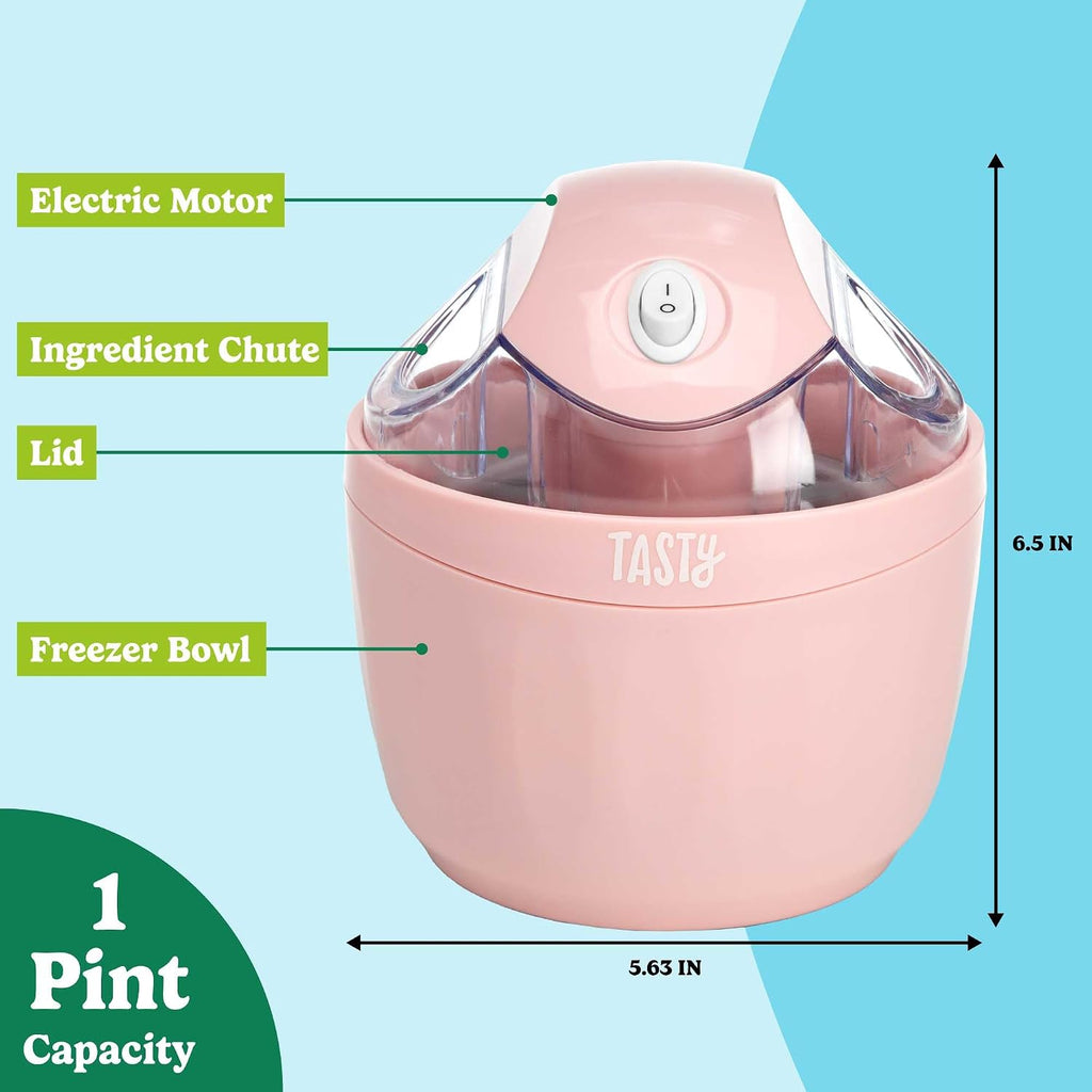 Easy to Use Home Ice Cream Machine Transparent Lid Ice Cream Machine, Lake Blue, EU Plug