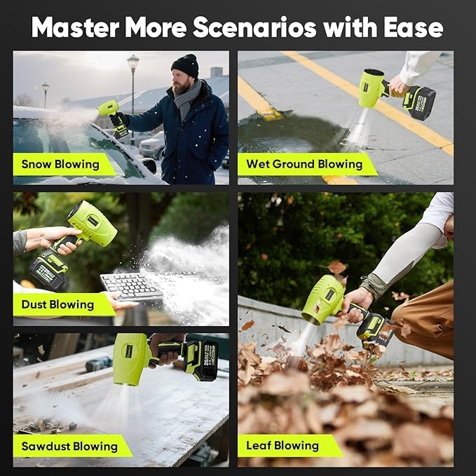 Turbo Cordless Leaf Blower: 150 MPH 600 CFM Turbo Jet, Lightweight 1.45 lb Battery Powered Handheld Blower for Yard Leaves, Driveway Sand, Car Drying with 21V 4.0Ah Battery & Ergonomic Handle