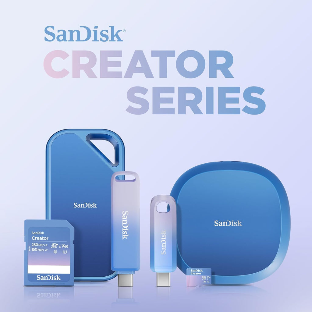 SanDisk automatic backup Creator USB Type-C Flash Drive, Up to 400 MB/s, 512GB, 3 Months Adobe Lightroom Included