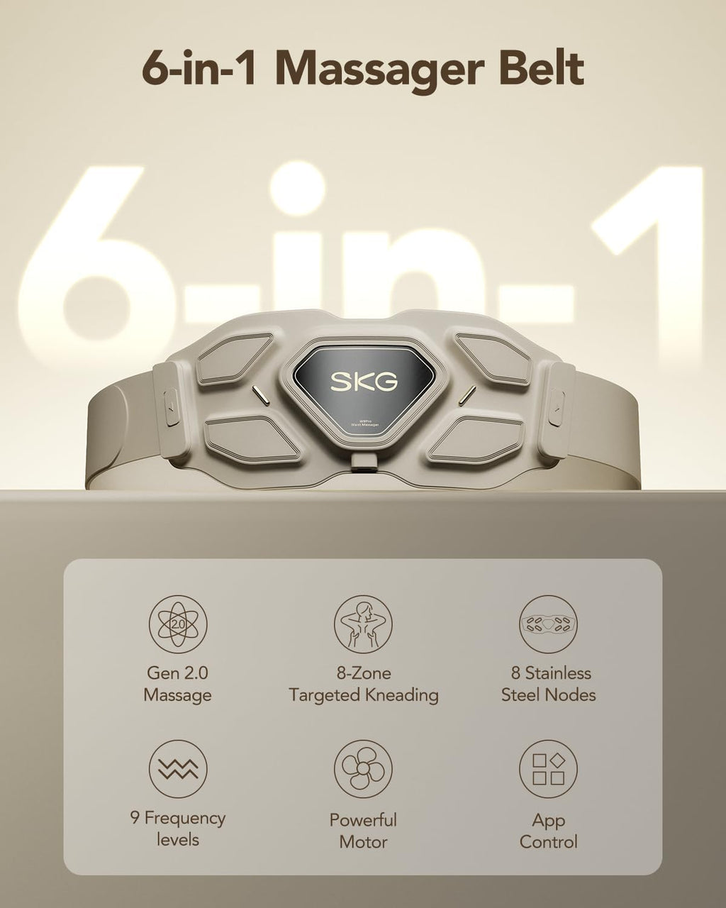 SKG W9 Pro Lower Back Massager - Relieves Pain, Deep Tissue Massage, Suitable as a Gift for Men and Women, Adjustable Wireless Heating Pad, Infrared Vibration Back Massager for Mom and Grandpa