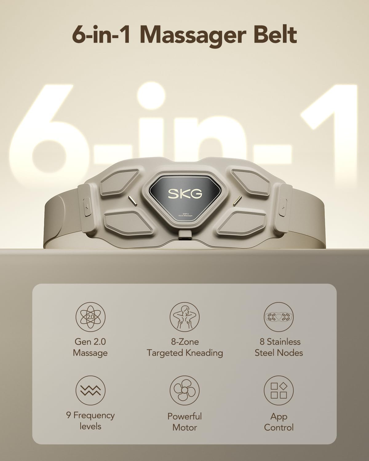 SKG W9 Pro Lower Back Massager - Relieves Pain, Deep Tissue Massage, Suitable as a Gift for Men and Women, Adjustable Wireless Heating Pad, Infrared Vibration Back Massager for Mom and Grandpa