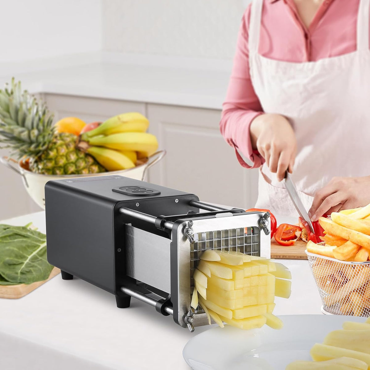 VEVOR F300 Electric Potato Cutter, Aluminium + Stainless Steel + ABS
