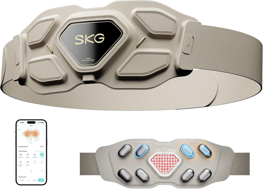 SKG W9 Pro Lower Back Massager - Relieves Pain, Deep Tissue Massage, Suitable as a Gift for Men and Women, Adjustable Wireless Heating Pad, Infrared Vibration Back Massager for Mom and Grandpa