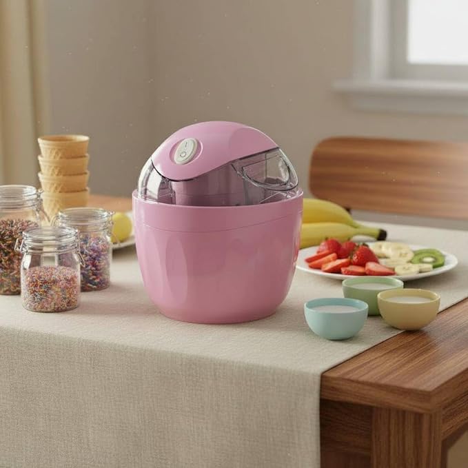 Easy to Use Home Ice Cream Machine Transparent Lid Ice Cream Machine, Lake Blue, EU Plug