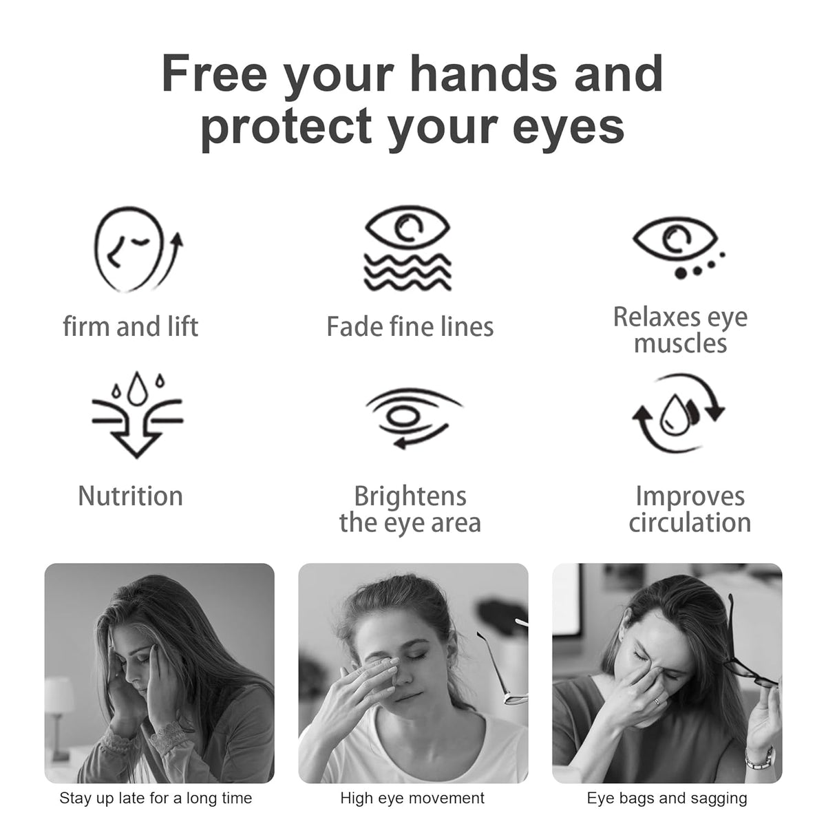 NANSIKE Under Eye Red Light Therapy Glasses, with Eye Massage for Dark Circles, Eye Bags and Eye Wrinkle Elimination