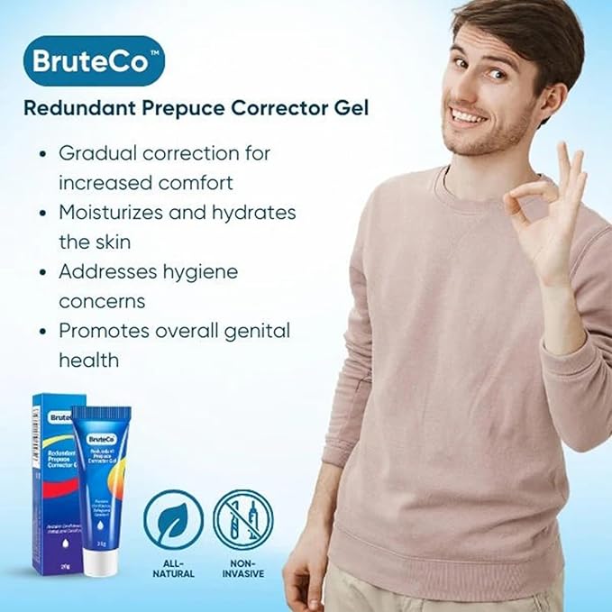 Bruteco Redundant Prepuce Corrective Gel, Bruteco Corrective Gel, Prepuce Corrective Gel, Corrective Gel, Suitable for Men's Health, Excessive Preparation Correction