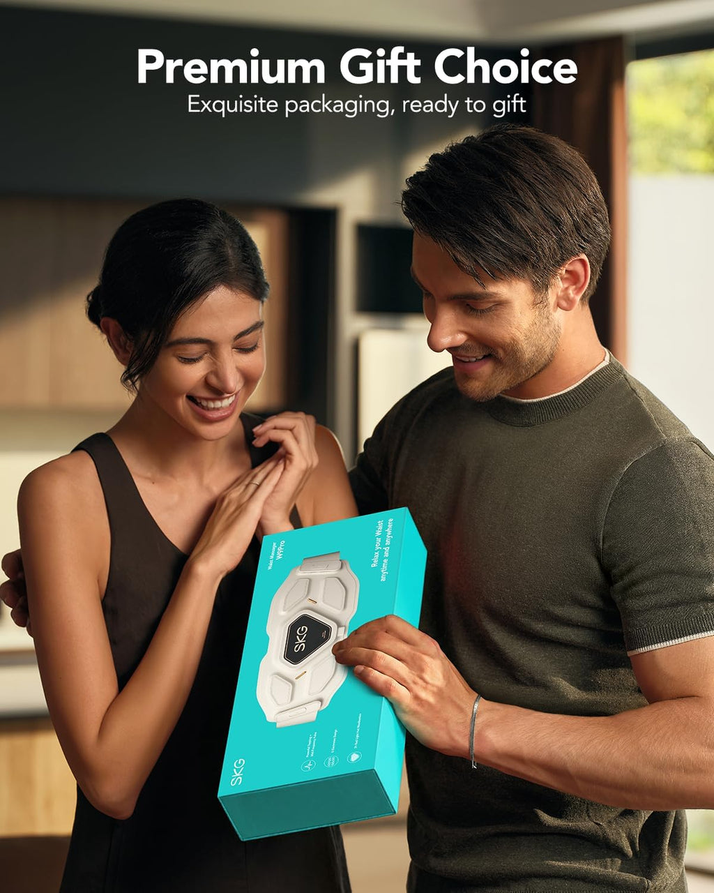 SKG W9 Pro Lower Back Massager - Relieves Pain, Deep Tissue Massage, Suitable as a Gift for Men and Women, Adjustable Wireless Heating Pad, Infrared Vibration Back Massager for Mom and Grandpa