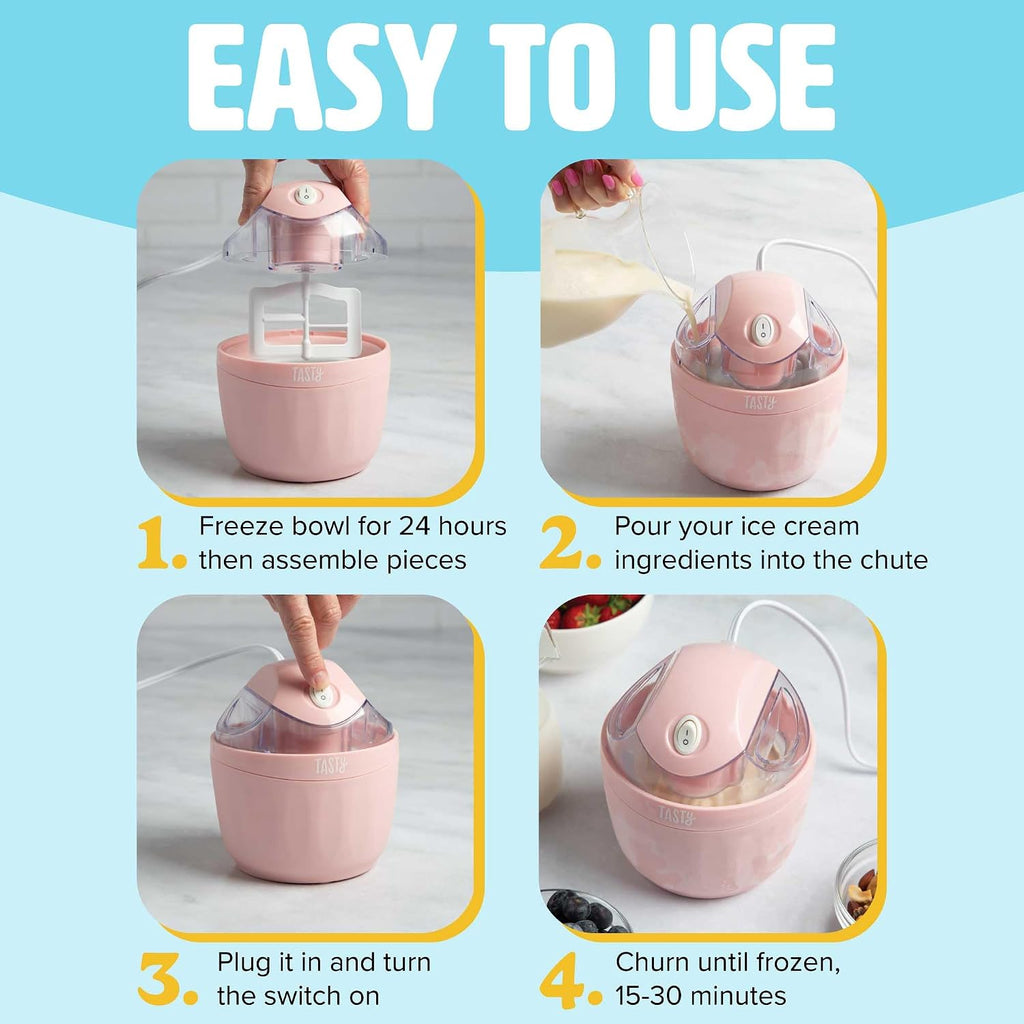 Easy to Use Home Ice Cream Machine Transparent Lid Ice Cream Machine, Lake Blue, EU Plug