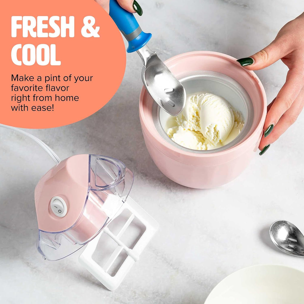Easy to Use Home Ice Cream Machine Transparent Lid Ice Cream Machine, Lake Blue, EU Plug