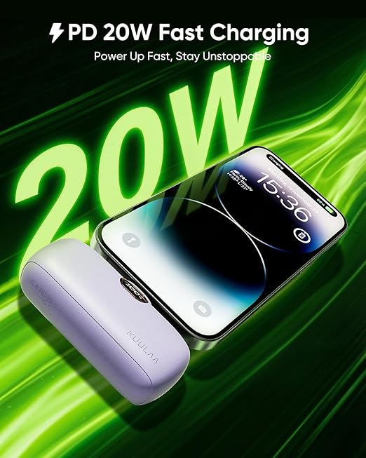 Portable Charger with Built-in Lightning Cable 5000mAh Small iPhone Fast Charging Mini Portable Phone Charger for iPhone