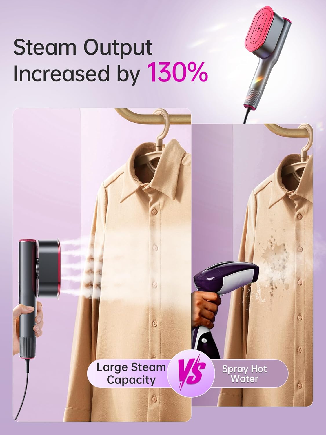 2-in-1 Steamer & Iron for Clothes,15s Fast Heat-up 1200W Portable Handheld Garment Steamer,Travel Size with Large Ceramic Heat Panel,Quick Wrinkle Removal,110V-120V