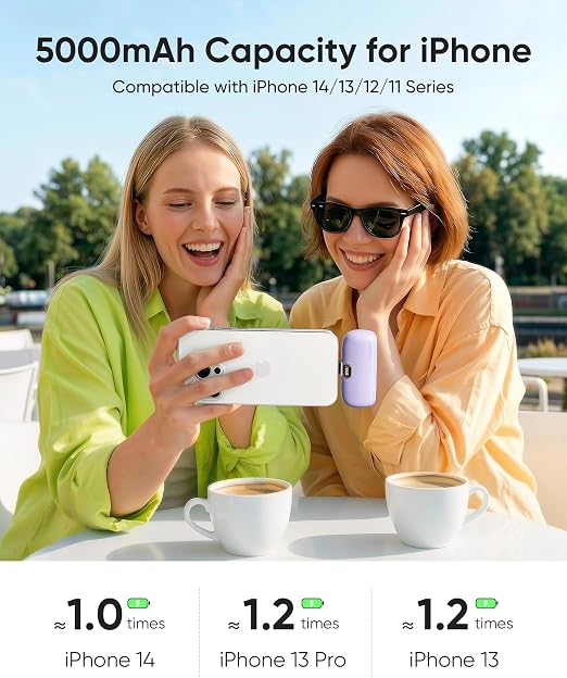 Portable Charger with Built-in Lightning Cable 5000mAh Small iPhone Fast Charging Mini Portable Phone Charger for iPhone