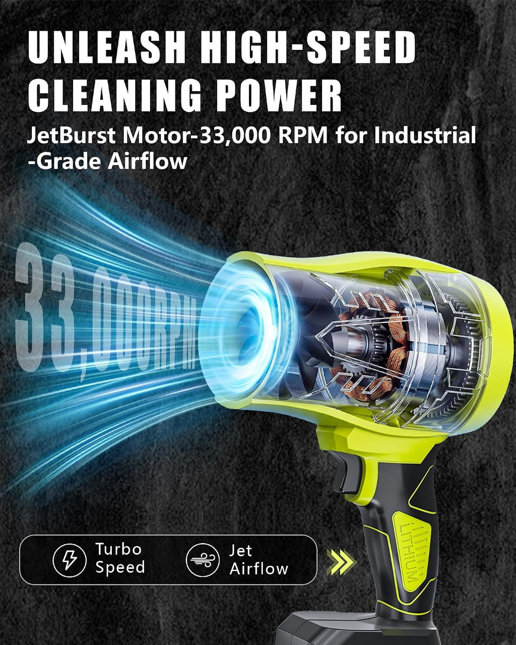 Turbo Cordless Leaf Blower: 150 MPH 600 CFM Turbo Jet, Lightweight 1.45 lb Battery Powered Handheld Blower for Yard Leaves, Driveway Sand, Car Drying with 21V 4.0Ah Battery & Ergonomic Handle