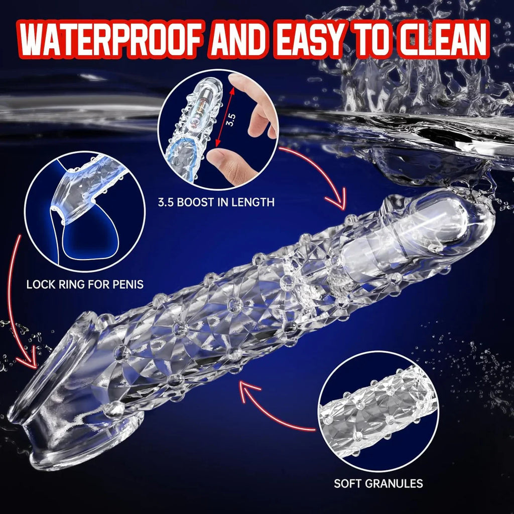 [Discreet Shipping]🔥 Bigger. Harder. Wilder. 🔥 💦 The Explosive Vibrating Wolf-Tooth Crystal Sleeve 💦