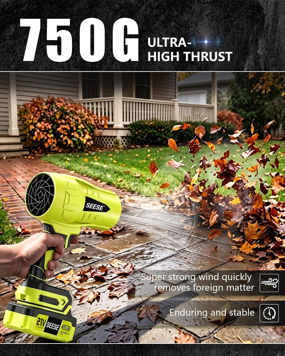 Turbo Cordless Leaf Blower: 150 MPH 600 CFM Turbo Jet, Lightweight 1.45 lb Battery Powered Handheld Blower for Yard Leaves, Driveway Sand, Car Drying with 21V 4.0Ah Battery & Ergonomic Handle