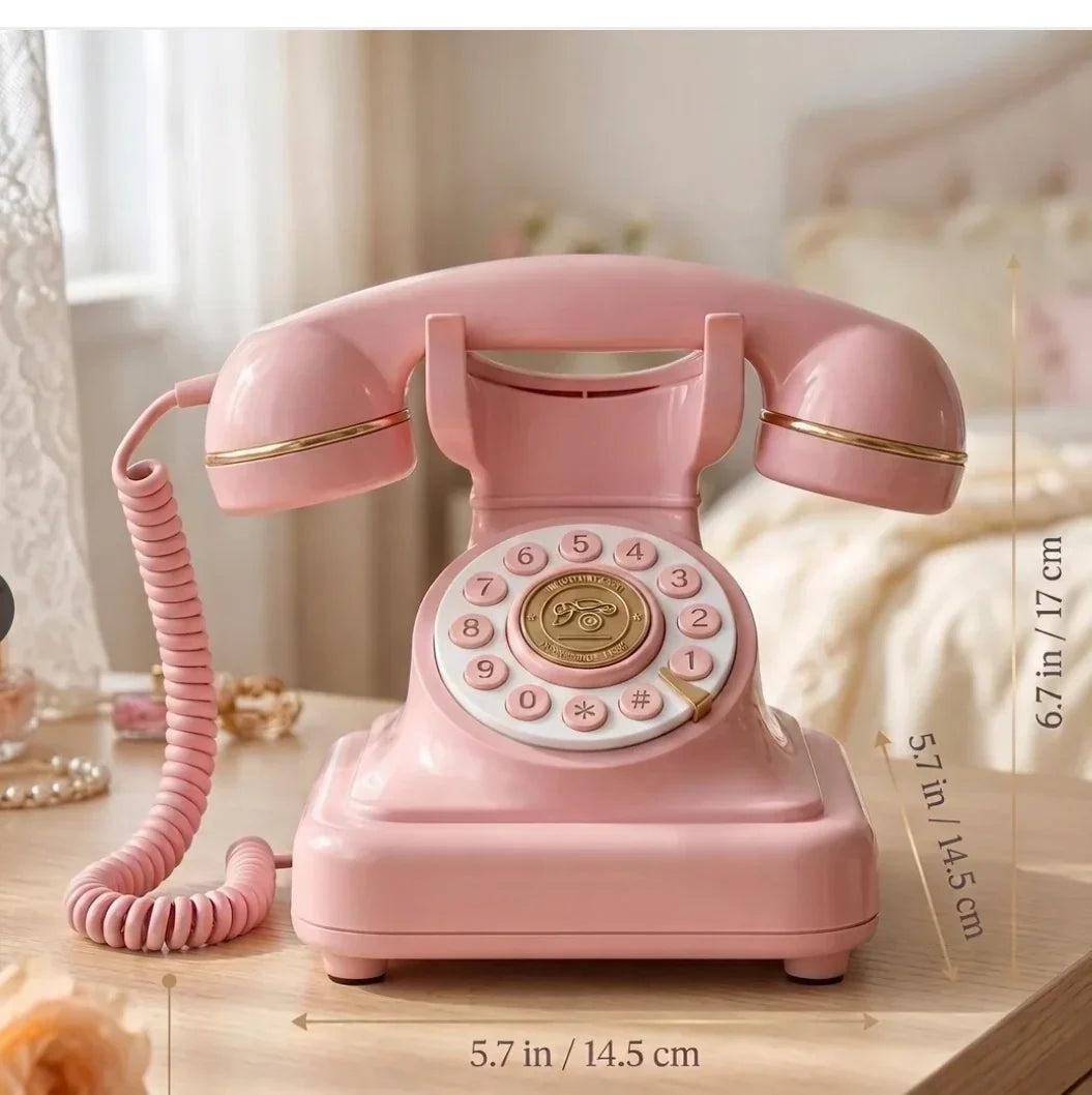 Corded Retro Phone Decorative Vintage Old Phone for Bedroom Study Home Decor Pink Corded Telephones Consumer Electronics