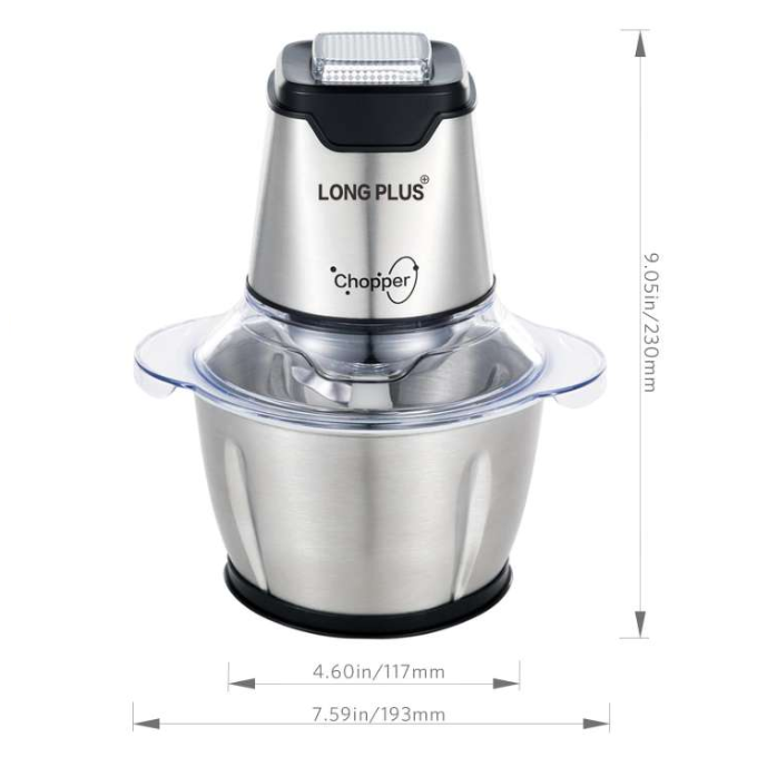 Electric Grinder 2L Stainless Steel Electric Meat Chopper Food Processor Machine for Meat, Vegetables, Fruits and Nuts Fruit Mixer Nuts Grinder Blender Fillings Maker