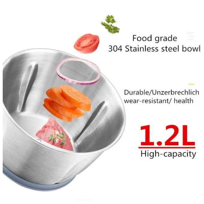 Electric Grinder 2L Stainless Steel Electric Meat Chopper Food Processor Machine for Meat, Vegetables, Fruits and Nuts Fruit Mixer Nuts Grinder Blender Fillings Maker