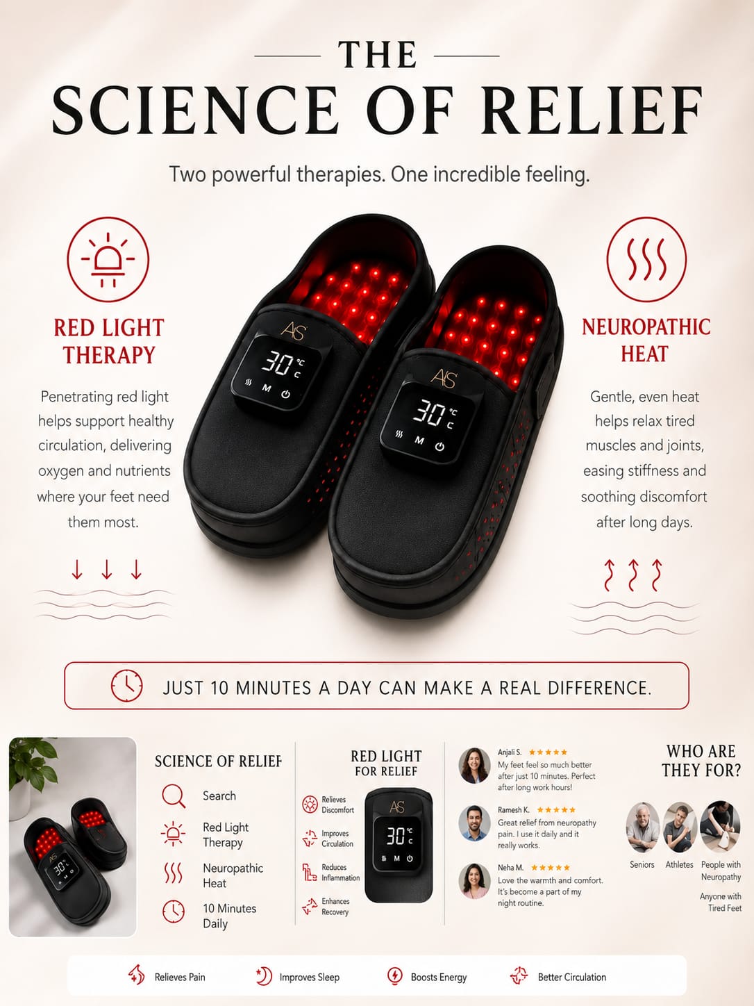✨HOT SALE 50% OFF ✨2026 Smart Red Light Therapy Heated Foot Massager Slippers