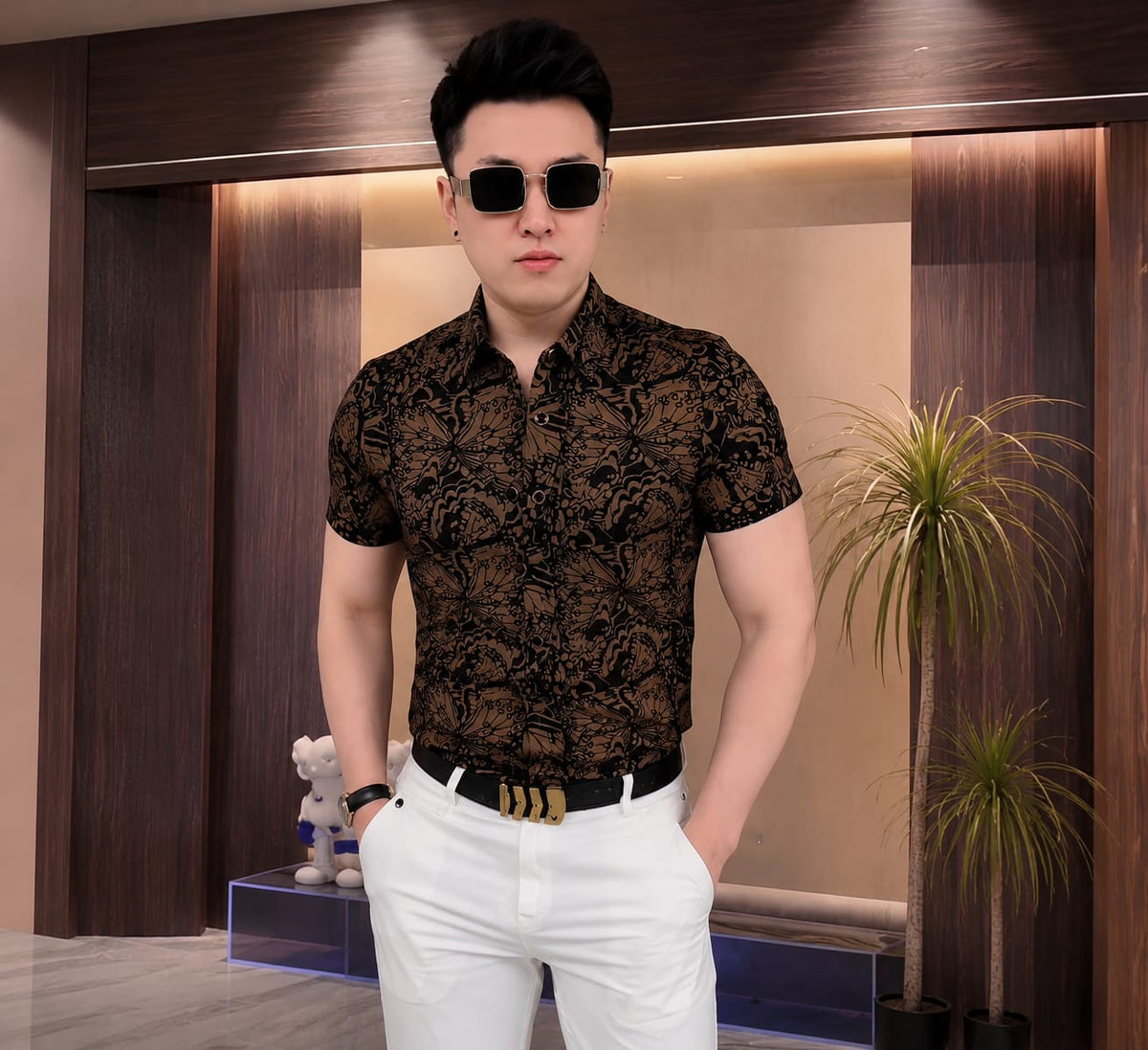 Men's Premium Printed Slim Fit Half Sleeve Casual Shirt