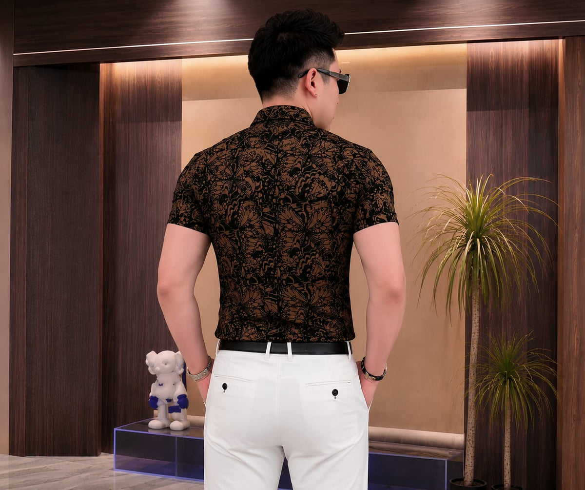 Men's Premium Printed Slim Fit Half Sleeve Casual Shirt