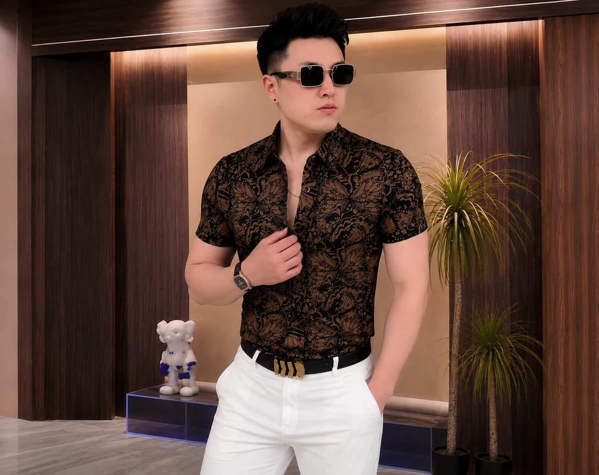 Men's Premium Printed Slim Fit Half Sleeve Casual Shirt