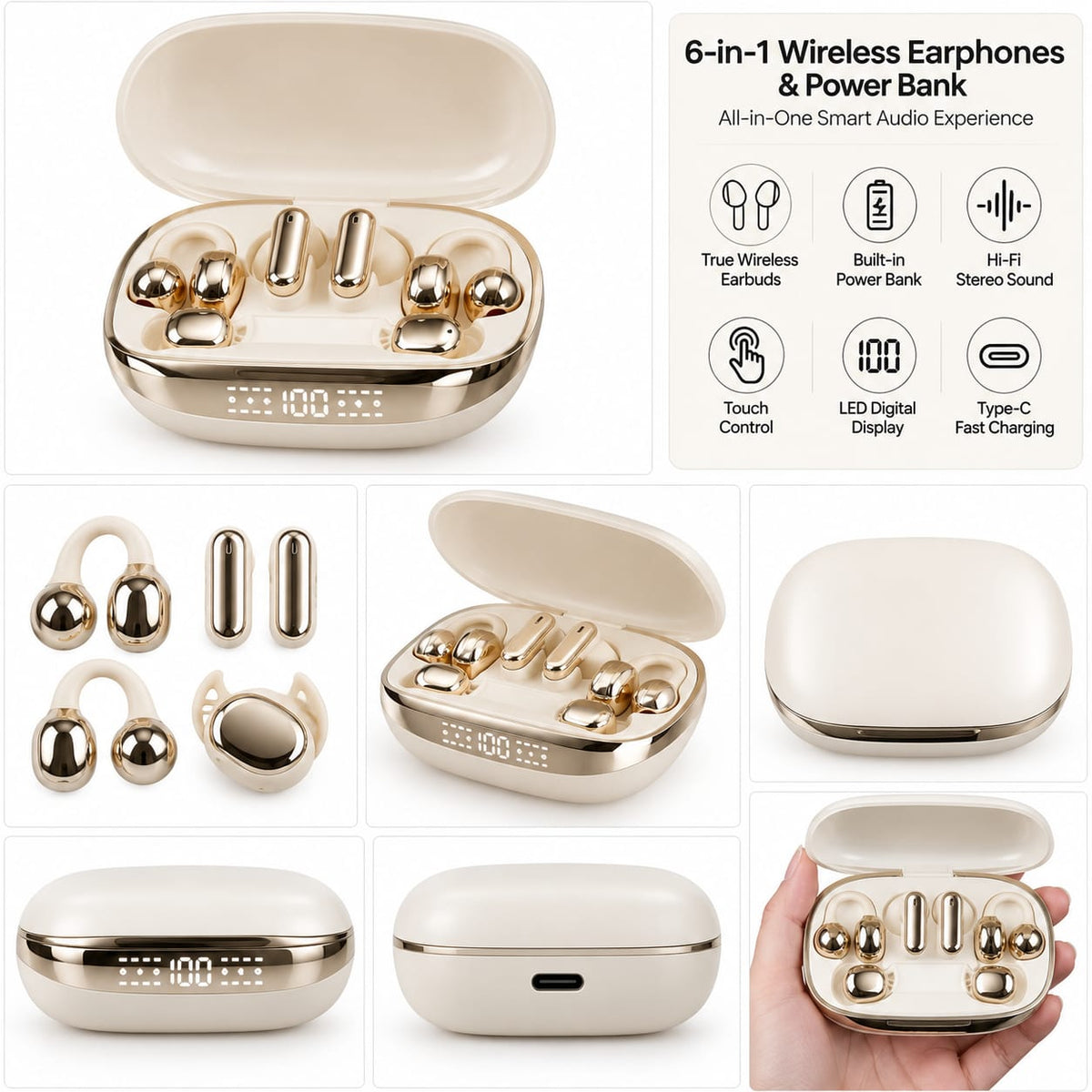 💥HOT SALE 50% VIRAL PRODUCT 6-in-1 Wireless Earbuds & Power Bank