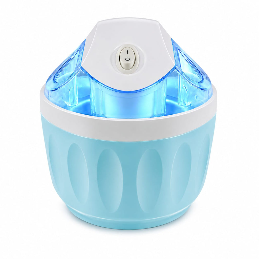 Easy to Use Home Ice Cream Machine Transparent Lid Ice Cream Machine, Lake Blue, EU Plug