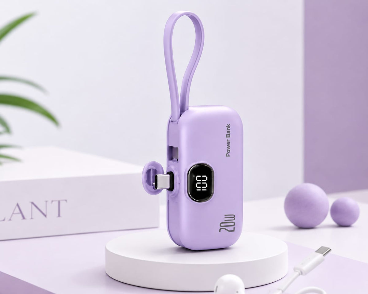 Portable Charger with Built-in Lightning Cable 5000mAh Small iPhone Fast Charging Mini Portable Phone Charger for iPhone