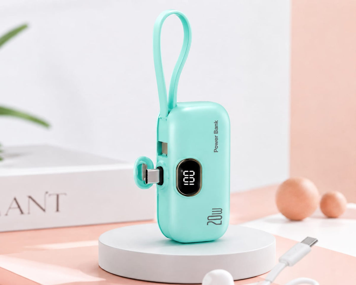 Portable Charger with Built-in Lightning Cable 5000mAh Small iPhone Fast Charging Mini Portable Phone Charger for iPhone