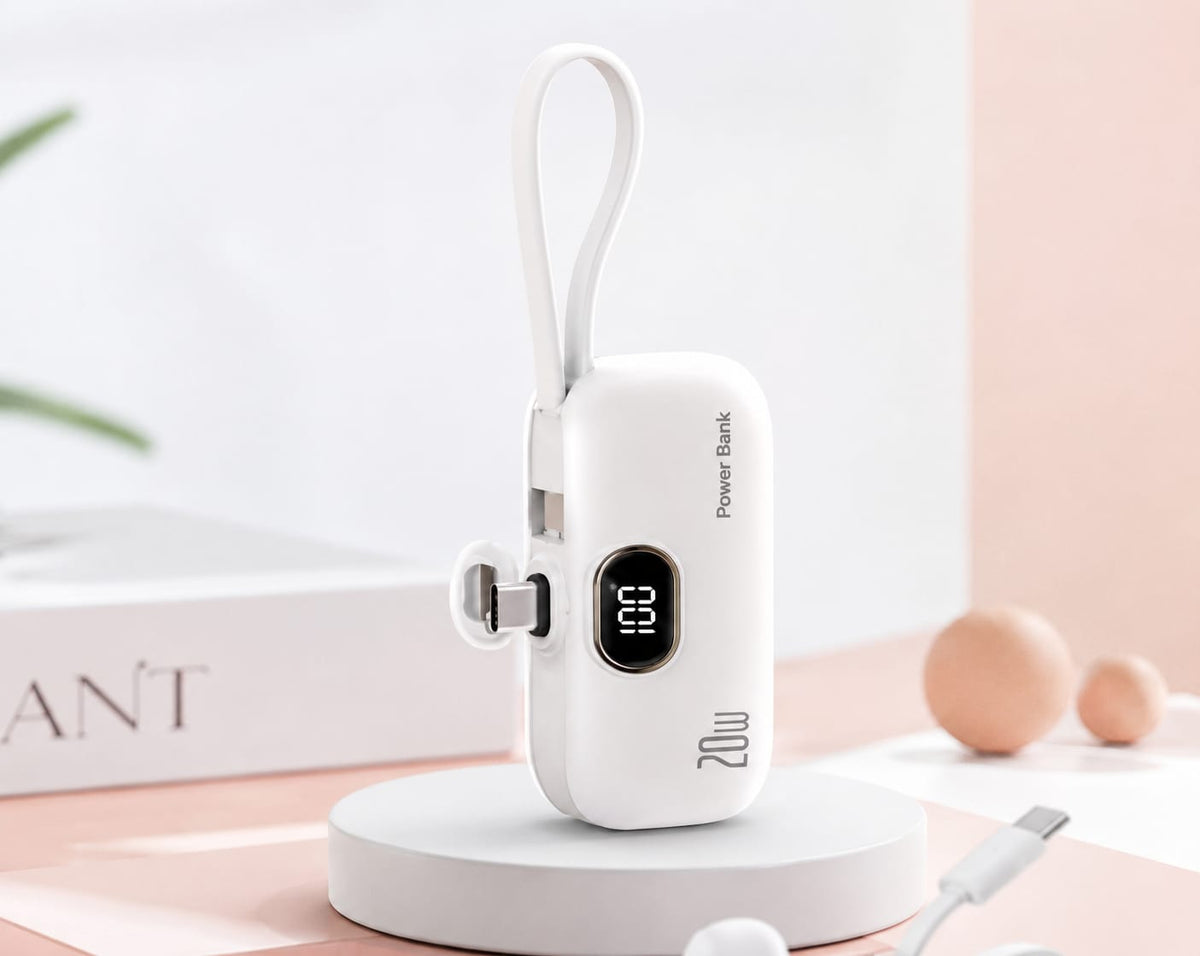 Portable Charger with Built-in Lightning Cable 5000mAh Small iPhone Fast Charging Mini Portable Phone Charger for iPhone