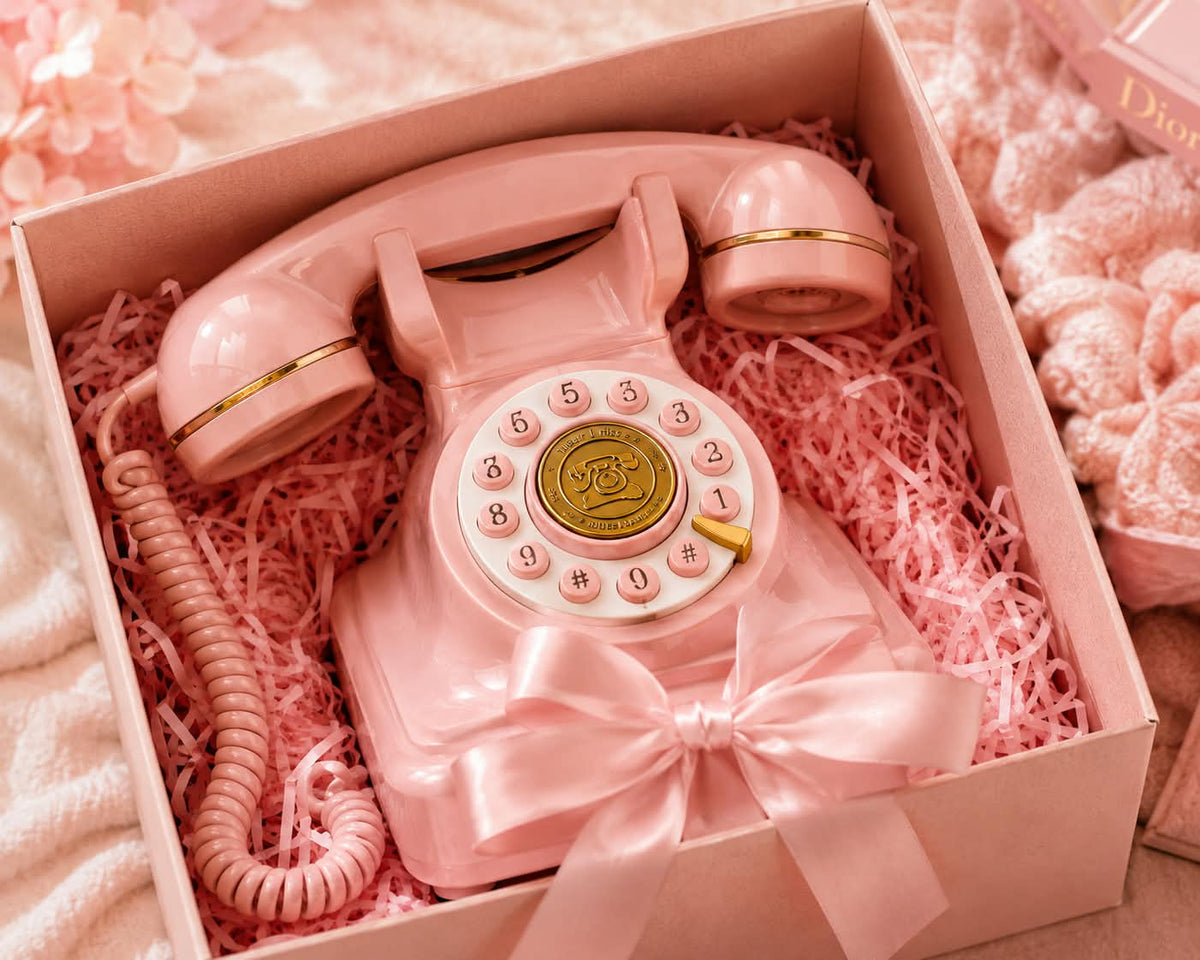Corded Retro Phone Decorative Vintage Old Phone for Bedroom Study Home Decor Pink Corded Telephones Consumer Electronics