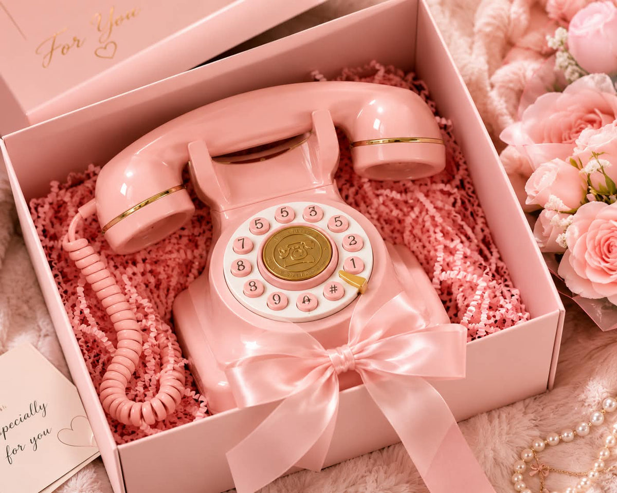 Corded Retro Phone Decorative Vintage Old Phone for Bedroom Study Home Decor Pink Corded Telephones Consumer Electronics