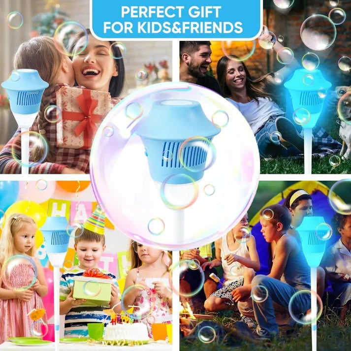 Automatic Handheld Bubble Machine for Kids, Bubble Maker Spring Summer Toys with Lights, Outdoor Rechargeable Blower Best Easter Gift for Children